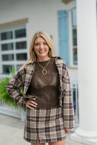 Toasted Marshmallow Plaid Skirt - barndoorboutiquetn