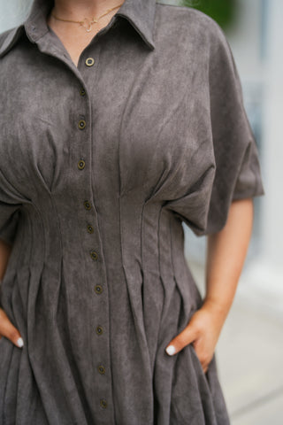 Chic in Grey Dress - barndoorboutiquetn
