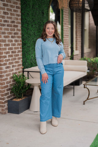 Z Supply Washed Indigo Mini Thermal Top - barndoorboutiquetn