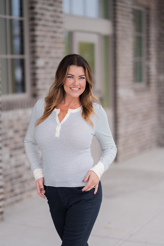 Scarlett Stripe Rib Henley - barndoorboutiquetn