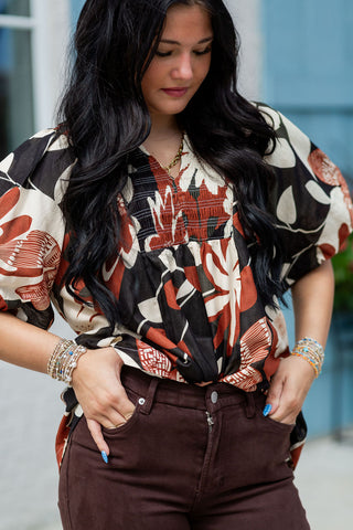 Autumn Blooms Blouse - barndoorboutiquetn