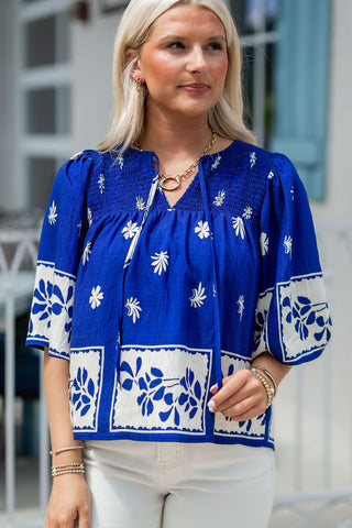 Azure Skyline Blouse - barndoorboutiquetn
