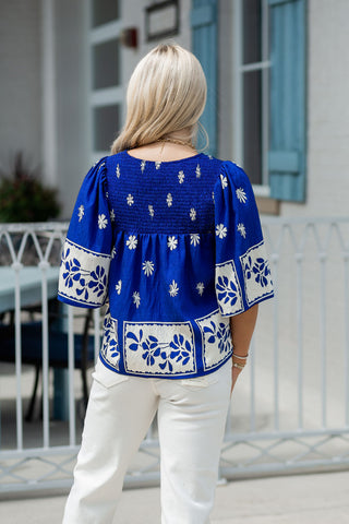 Azure Skyline Blouse - barndoorboutiquetn