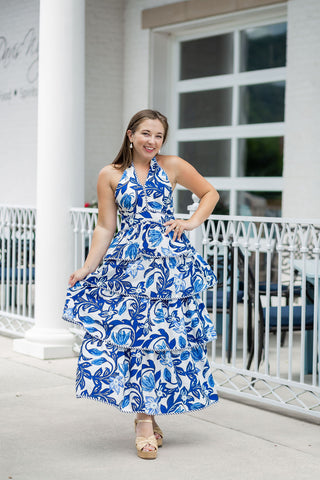 Adonis Blue Midi Dress - barndoorboutiquetn