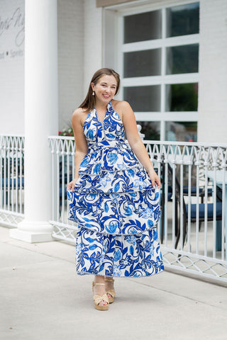 Adonis Blue Midi Dress - barndoorboutiquetn
