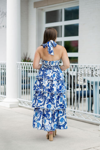 Adonis Blue Midi Dress - barndoorboutiquetn
