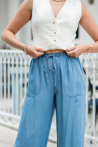 Lottie Chambray Pants - barndoorboutiquetn