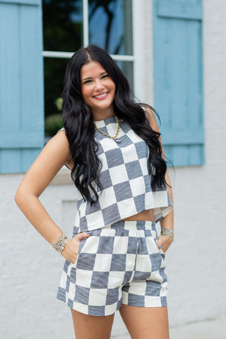Checkered Chic Top - barndoorboutiquetn