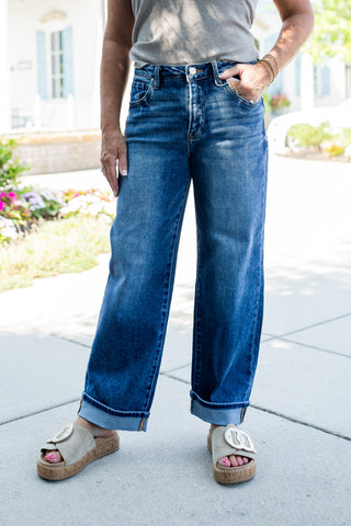 Risen Mid-Rise Ankle Cuff Jeans - barndoorboutiquetn
