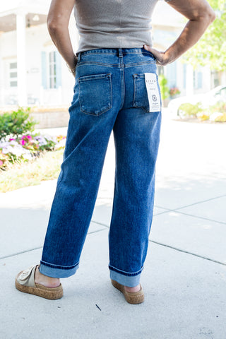 Risen Mid-Rise Ankle Cuff Jeans - barndoorboutiquetn