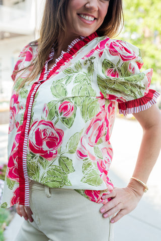 Bed of Roses Blouse - barndoorboutiquetn