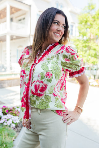 Bed of Roses Blouse - barndoorboutiquetn