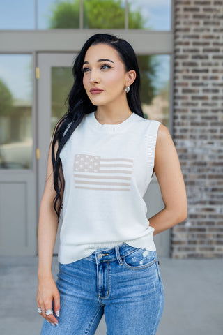 Flag Sweater Tank - barndoorboutiquetn