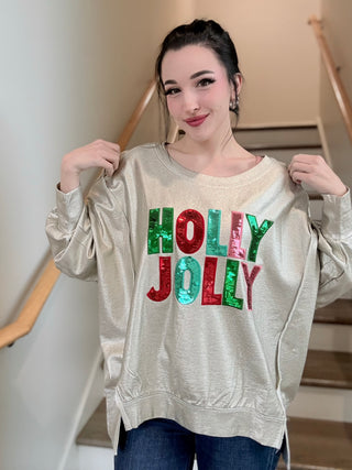 Holly Jolly Sequin Pullover - barndoorboutiquetn