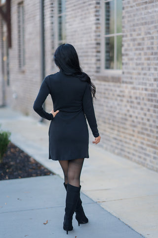 Silhouette Mock Neck Dress - barndoorboutiquetn