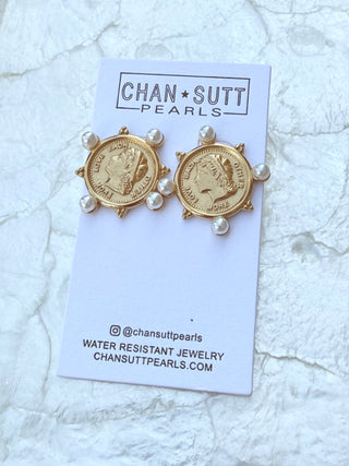 Pearl Coin Earrings