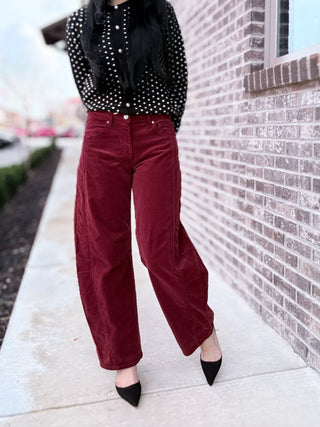 Risen Garnet Corduroy Pants - barndoorboutiquetn