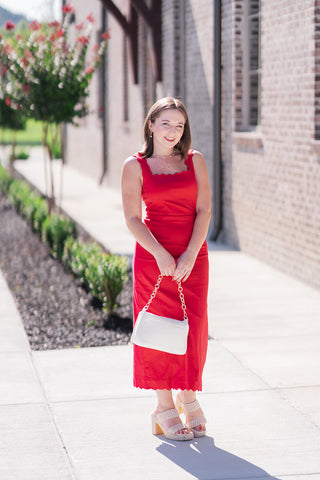 Scarlet Scalloped Midi Dress - barndoorboutiquetn