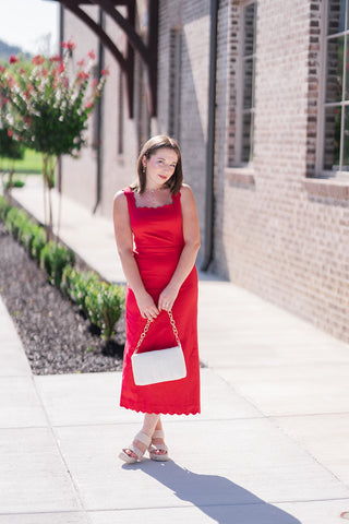 Scarlet Scalloped Midi Dress - barndoorboutiquetn