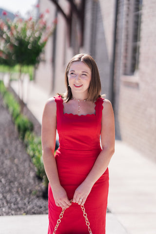 Scarlet Scalloped Midi Dress - barndoorboutiquetn