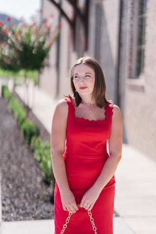 Scarlet Scalloped Midi Dress - barndoorboutiquetn