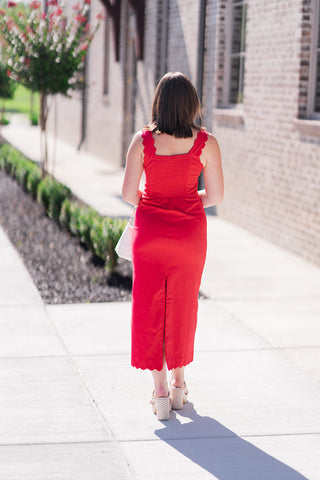 Scarlet Scalloped Midi Dress - barndoorboutiquetn