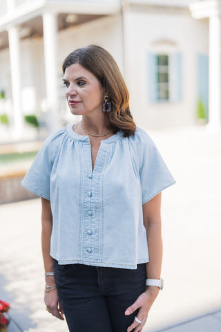 Miss Washed Denim Top