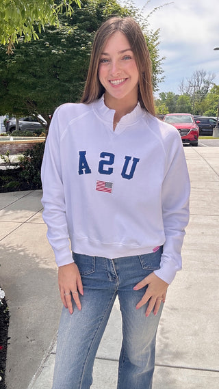 Red, White, & Cozy Sweatshirt