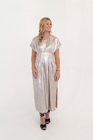 Lunar Shimmer Midi Dress
