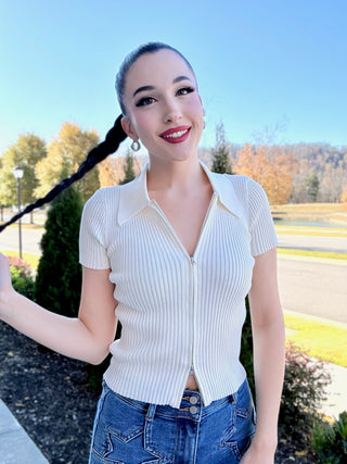 BF Ivory Tennis Knit Sweater - barndoorboutiquetn