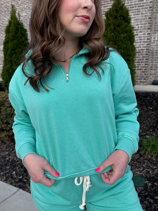 Seafoam Sunday Half-Zip - barndoorboutiquetn
