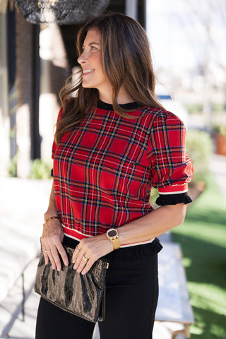Pretty in Plaid Top - barndoorboutiquetn