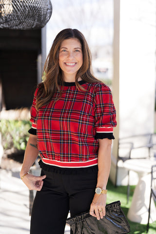 Pretty in Plaid Top - barndoorboutiquetn