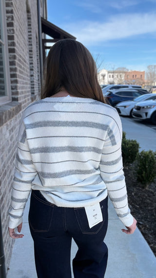 Silver Lining Stripe Sweater - barndoorboutiquetn