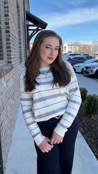 Silver Lining Stripe Sweater - barndoorboutiquetn