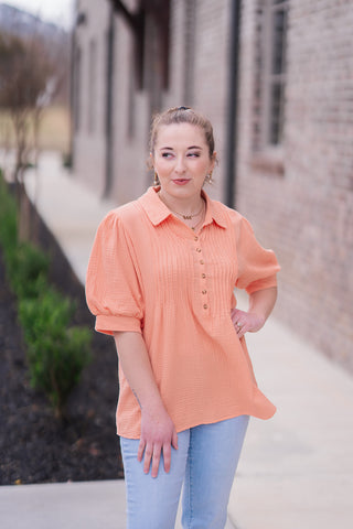 Peachy Keen Blouse - barndoorboutiquetn