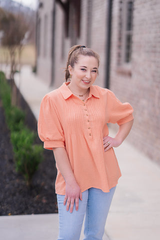 Peachy Keen Blouse - barndoorboutiquetn