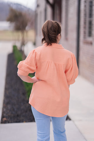 Peachy Keen Blouse - barndoorboutiquetn