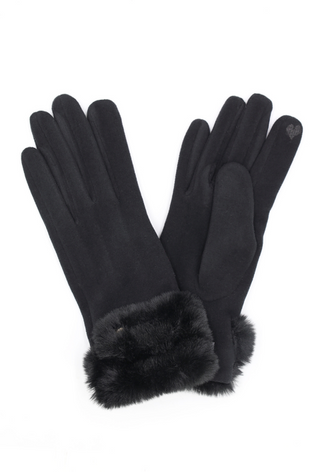 Faux Fur Cuff Smart Touch Gloves - barndoorboutiquetn