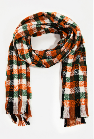 Checker Striped Oblong Scarf - barndoorboutiquetn