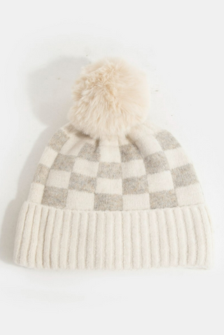 PF Checkered Pom Beanie - barndoorboutiquetn