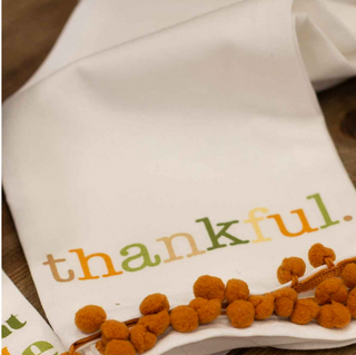 Thankful Pom Pom Hand Towel - barndoorboutiquetn