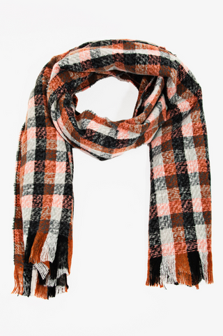 Checker Striped Oblong Scarf - barndoorboutiquetn