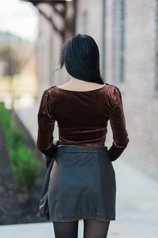 Toffee Velvet Top - barndoorboutiquetn