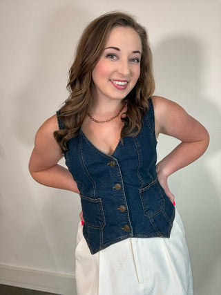Vintage Vinyl Denim Vest - barndoorboutiquetn