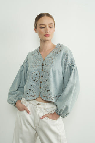 Dewdrop Eyelet Blouse - barndoorboutiquetn
