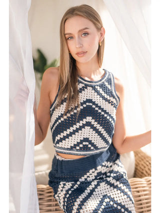 Retro Wave Cropped Knit Top - barndoorboutiquetn